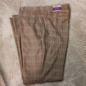 NWT MEN'S VINCI CAMEL PLAID DRESS PANTS